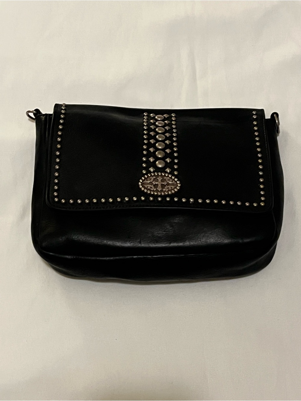 Brighton Black Leather Studded Clutch